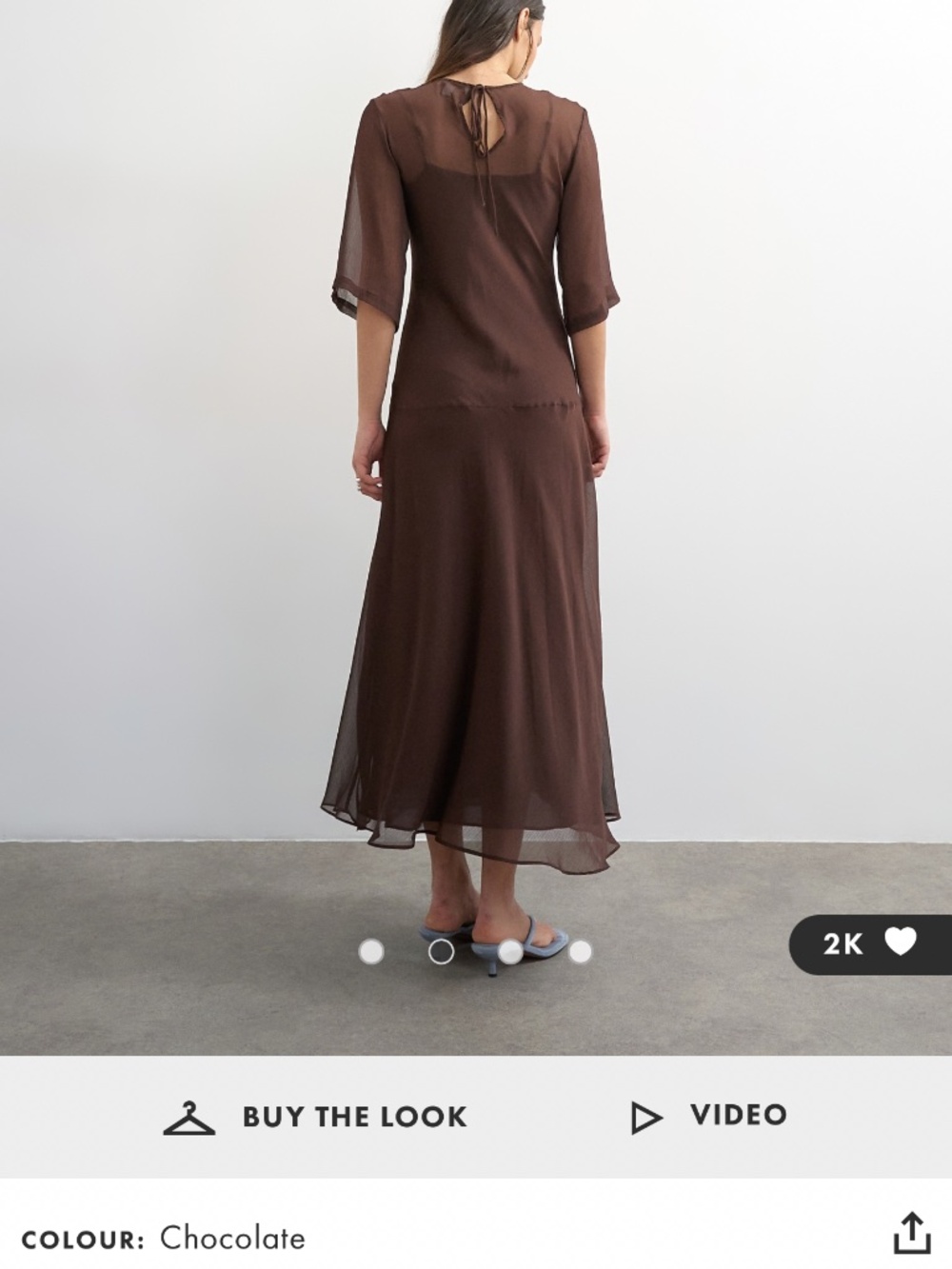 Topshop Chocolate Sheer Midi Dress - Picture 2 of 8